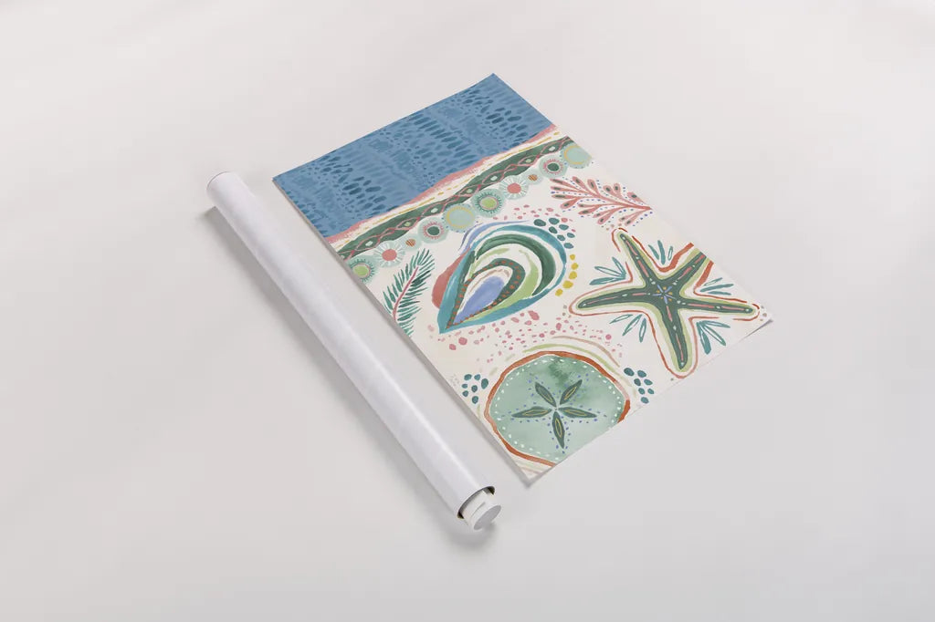 Coastline I by Dina June. shown as a rolled paper print. Available as archival giclee rolled canvas, fine art paper, or poster print. SKU 94495i.