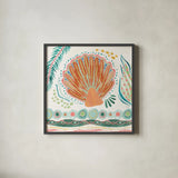 Coastline II by Dina June. Shown in a sleek black glass frame for a contemporary gallery look. Available as an archival giclee rolled canvas, fine art paper, or poster print. SKU 94496a.