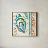 Coastline III by Dina June. Shown in a natural wood glass frame for a timeless modern aesthetic. Available as an archival giclee rolled canvas, fine art paper, or poster print. SKU 94497a.