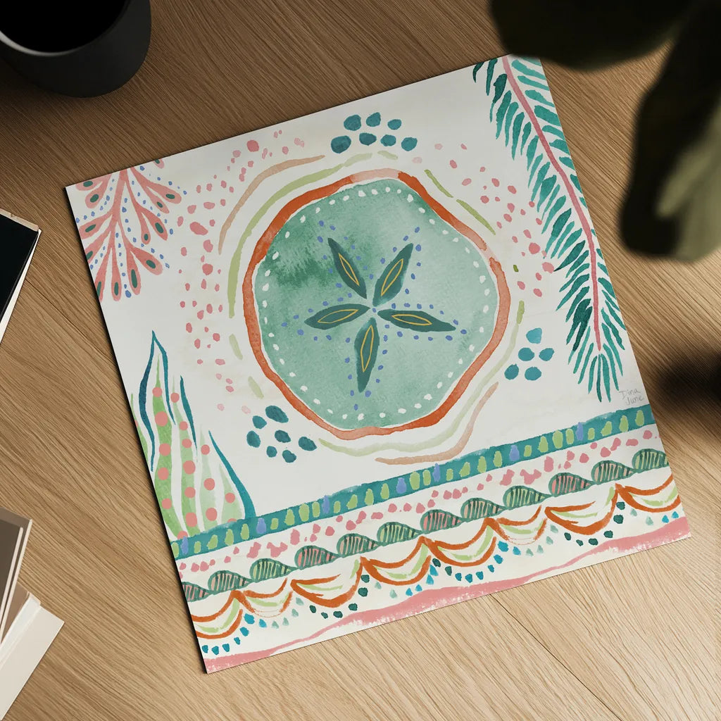 Coastline V by Dina June. Shown as a detailed flat fine art print, highlighting archival giclee quality. Available as an archival giclee rolled canvas, fine art paper, or poster print. SKU 94499a.