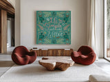 Coastline VII by Dina June. Shown as extra-large giant wall art in a modern living room. Available as an archival giclee rolled canvas, fine art paper, or poster print. SKU 94501a.