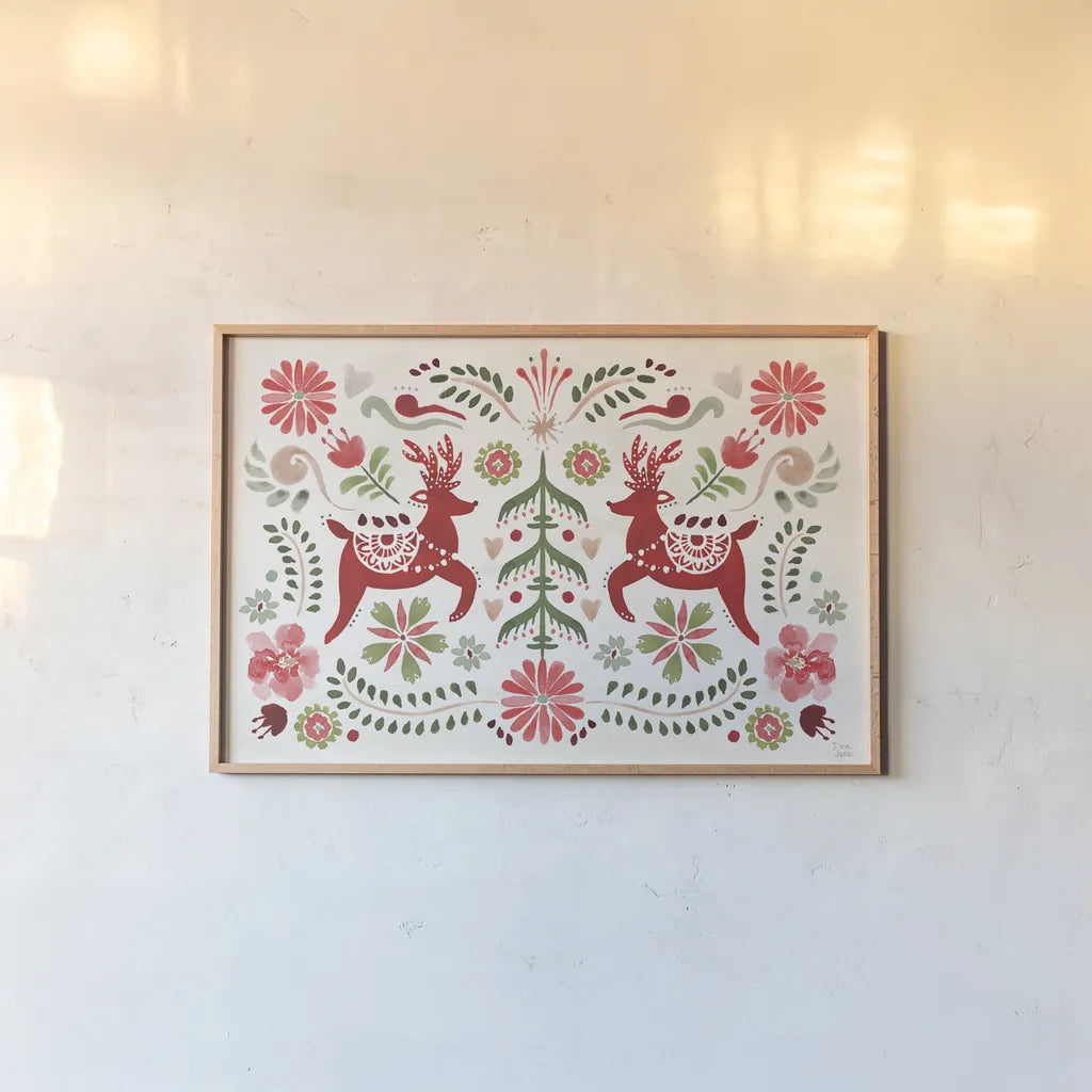 Festive Season I by Dina June. shown as a paper print in a natural frame. Available as a archival giclee rolled canvas, fine art paper, or poster print. SKU 81537i.