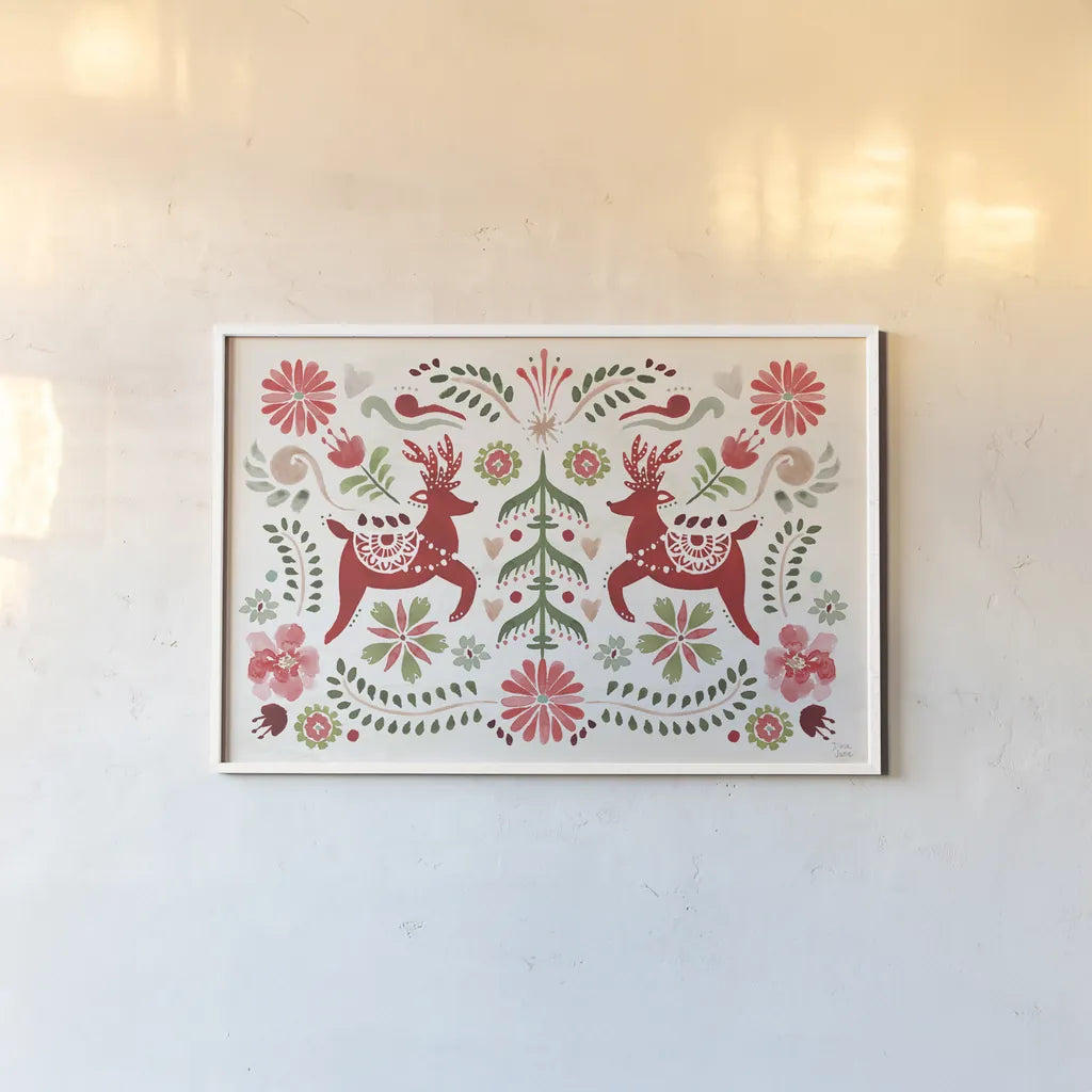 Festive Season I by Dina June. shown as a paper print in a white frame. Available as a archival giclee rolled canvas, fine art paper, or poster print. SKU 81537i.