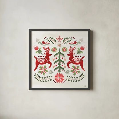 Festive Season II by Dina June. Shown in a sleek black glass frame for a contemporary gallery look. Available as an archival giclee rolled canvas, fine art paper, or poster print. SKU 81538a.