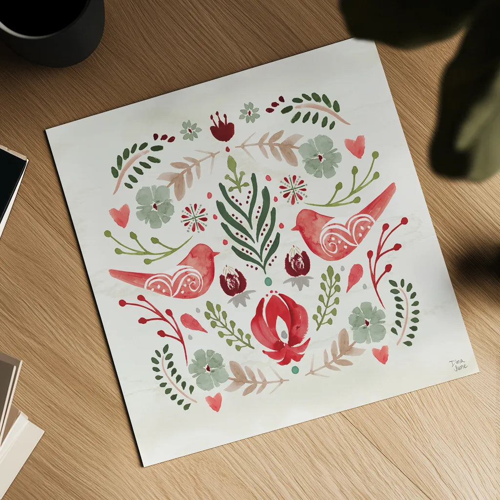 Festive Season III by Dina June. Shown as a detailed flat fine art print, highlighting archival giclee quality. Available as an archival giclee rolled canvas, fine art paper, or poster print. SKU 81539a.