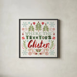 Festive Season V by Dina June. Shown in a sleek black glass frame for a contemporary gallery look. Available as an archival giclee rolled canvas, fine art paper, or poster print. SKU 81541a.
