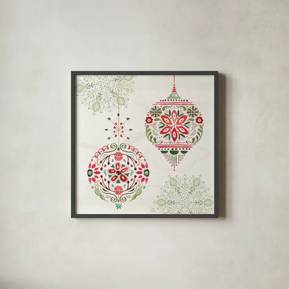 Festive Season VI by Dina June. Shown in a sleek black glass frame for a contemporary gallery look. Available as an archival giclee rolled canvas, fine art paper, or poster print. SKU 81542a.