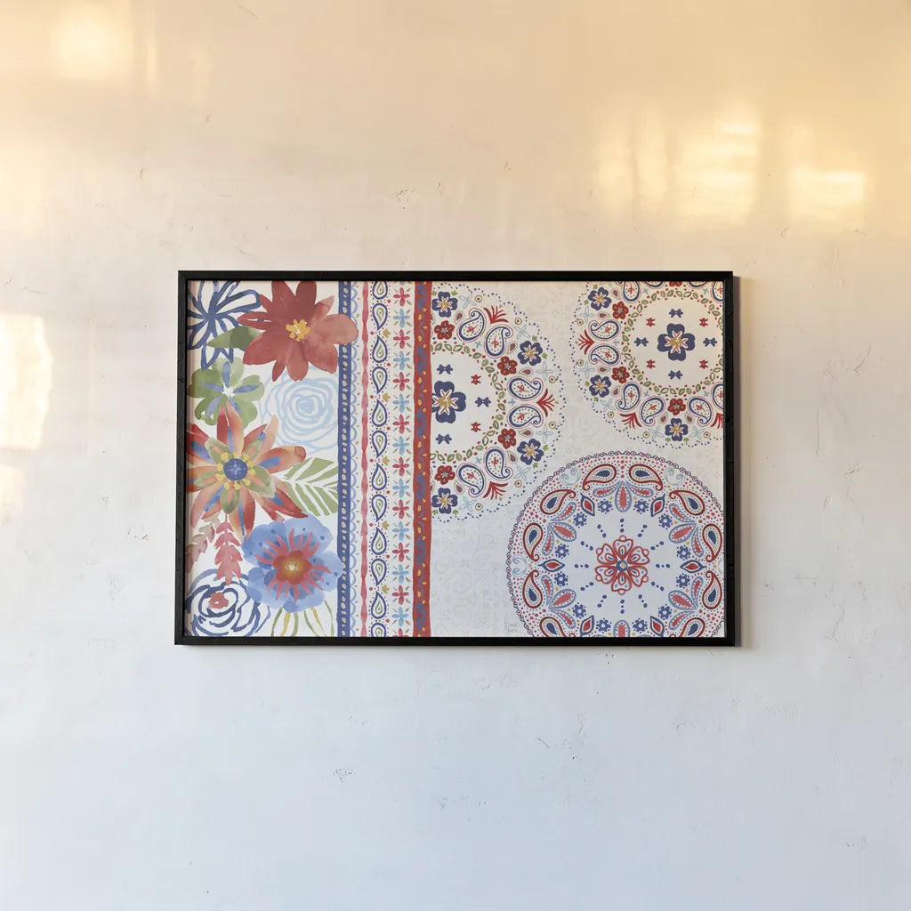 Festive Summer I by Dina June. shown as a paper print in a black flame. Available as a archival giclee rolled canvas, fine art paper, or poster print. SKU 90262i.