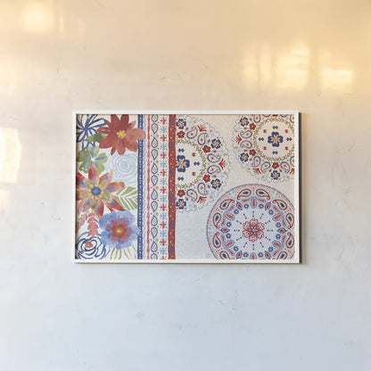 Festive Summer I by Dina June. shown as a paper print in a white frame. Available as a archival giclee rolled canvas, fine art paper, or poster print. SKU 90262i.