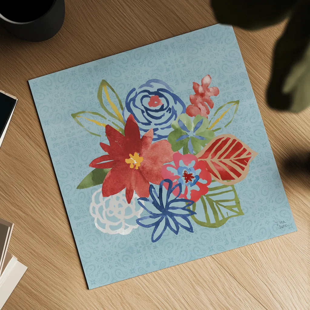 Festive Summer V by Dina June. Shown as a detailed flat fine art print, highlighting archival giclee quality. Available as an archival giclee rolled canvas, fine art paper, or poster print. SKU 90266a.