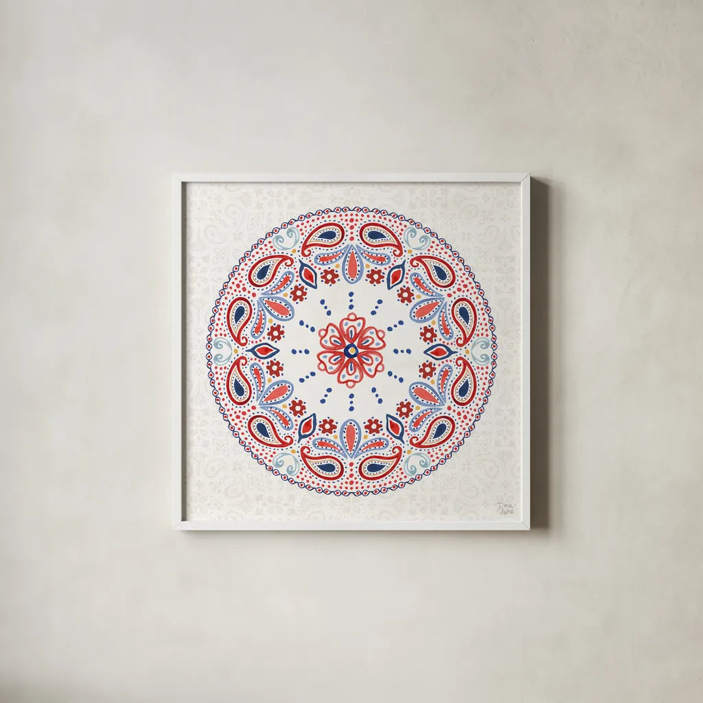 Festive Summer VI Light by Dina June. Shown in a crisp white glass frame for a clean and minimalist style. Available as an archival giclee rolled canvas, fine art paper, or poster print. SKU 90269a.
