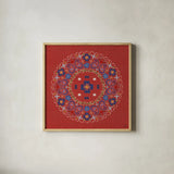 Festive Summer VII by Dina June. Shown in a natural wood glass frame for a timeless modern aesthetic. Available as an archival giclee rolled canvas, fine art paper, or poster print. SKU 90268a.