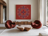 Festive Summer VII by Dina June. Shown as extra-large giant wall art in a modern living room. Available as an archival giclee rolled canvas, fine art paper, or poster print. SKU 90268a.