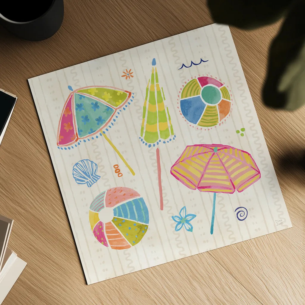 Fine in the Sunshine I by Dina June. Shown as a detailed flat fine art print, highlighting archival giclee quality. Available as an archival giclee rolled canvas, fine art paper, or poster print. SKU 99579a.