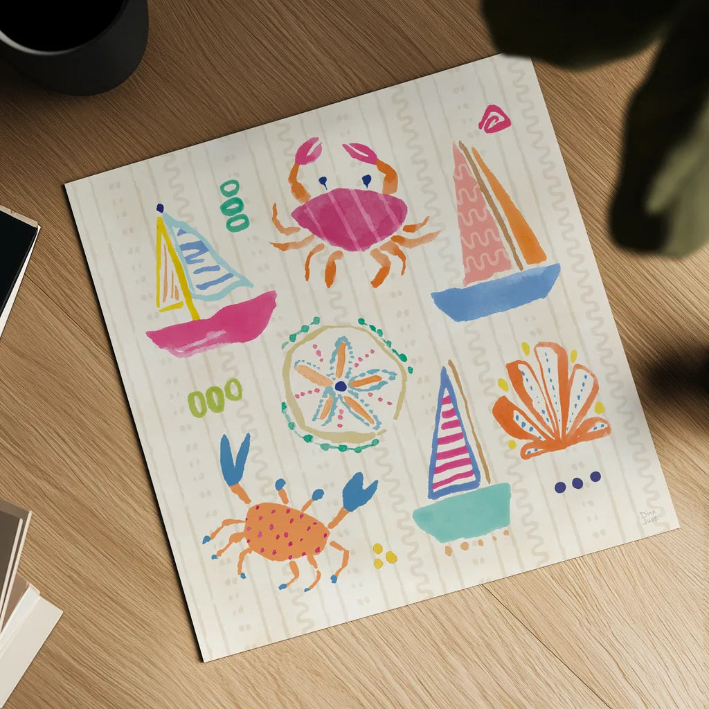 Fine in the Sunshine II by Dina June. Shown as a detailed flat fine art print, highlighting archival giclee quality. Available as an archival giclee rolled canvas, fine art paper, or poster print. SKU 99580a.