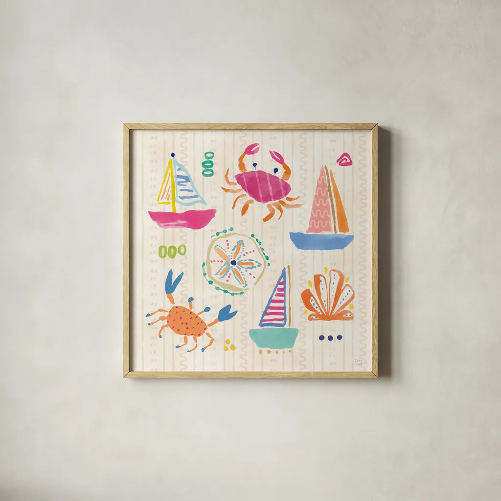 Fine in the Sunshine II by Dina June. Shown in a natural wood glass frame for a timeless modern aesthetic. Available as an archival giclee rolled canvas, fine art paper, or poster print. SKU 99580a.