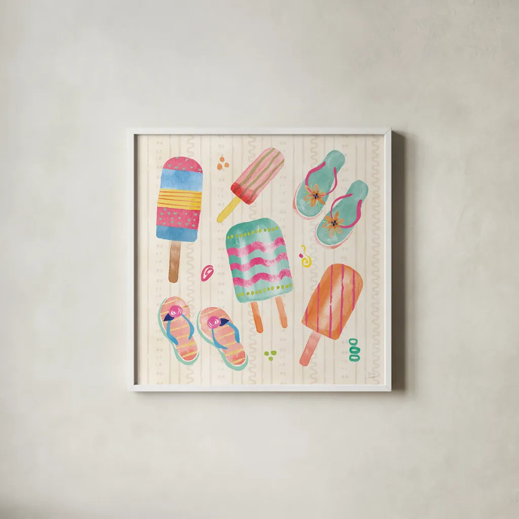 Fine in the Sunshine IV by Dina June. Shown in a crisp white glass frame for a clean and minimalist style. Available as an archival giclee rolled canvas, fine art paper, or poster print. SKU 99582a.