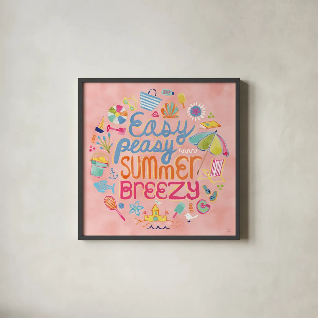 Fine in the Sunshine V by Dina June. Shown in a sleek black glass frame for a contemporary gallery look. Available as an archival giclee rolled canvas, fine art paper, or poster print. SKU 99583a.