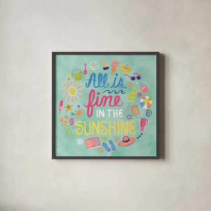 Fine in the Sunshine VI by Dina June. Shown in a sleek black glass frame for a contemporary gallery look. Available as an archival giclee rolled canvas, fine art paper, or poster print. SKU 99584a.
