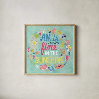 Fine in the Sunshine VI by Dina June. Shown in a natural wood glass frame for a timeless modern aesthetic. Available as an archival giclee rolled canvas, fine art paper, or poster print. SKU 99584a.
