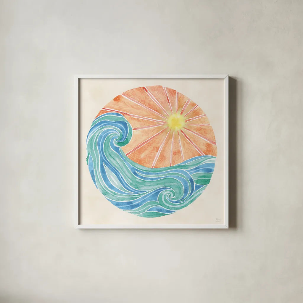 Fine in the Sunshine VII by Dina June. Shown in a crisp white glass frame for a clean and minimalist style. Available as an archival giclee rolled canvas, fine art paper, or poster print. SKU 99585a.