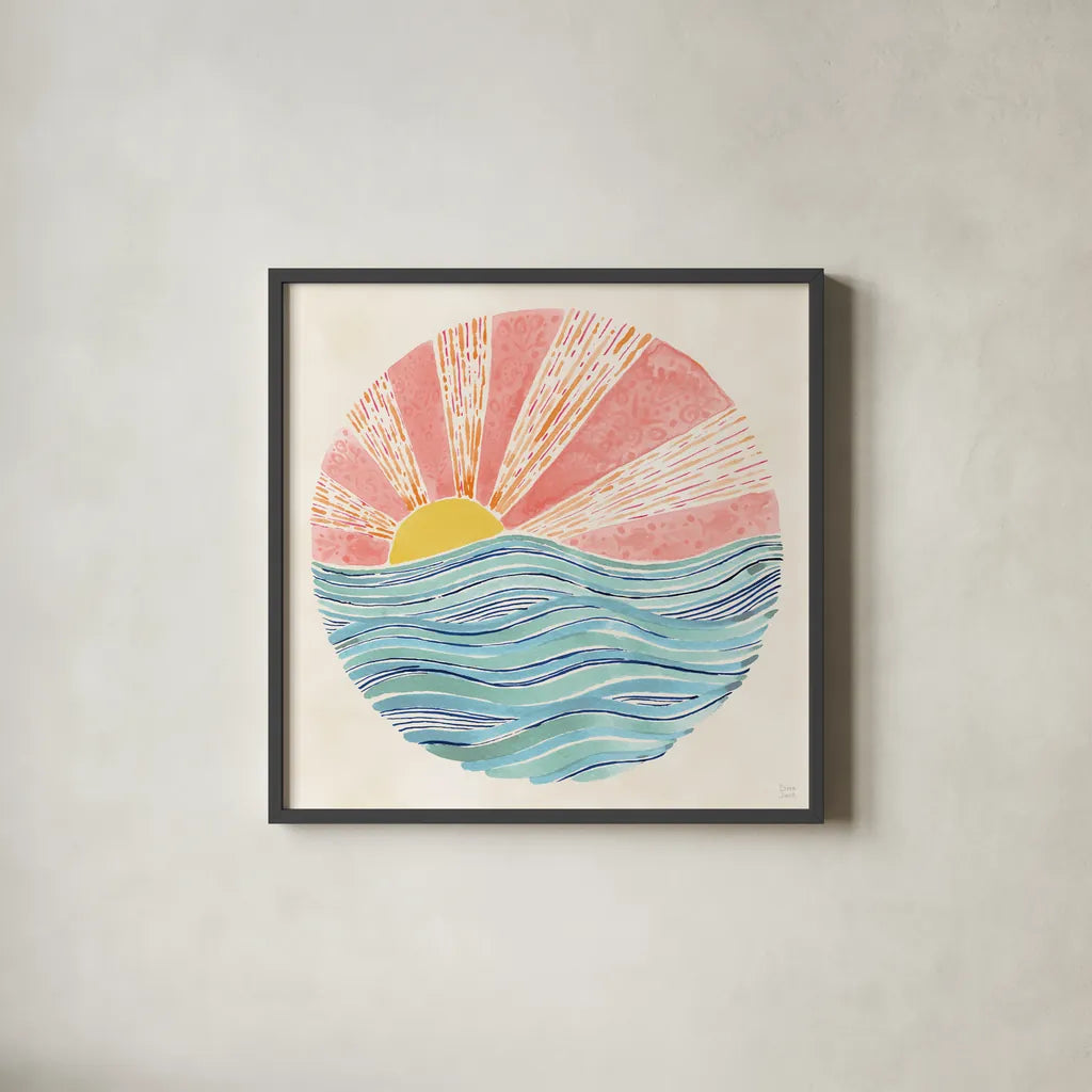 Fine in the Sunshine VIII by Dina June. Shown in a sleek black glass frame for a contemporary gallery look. Available as an archival giclee rolled canvas, fine art paper, or poster print. SKU 99586a.