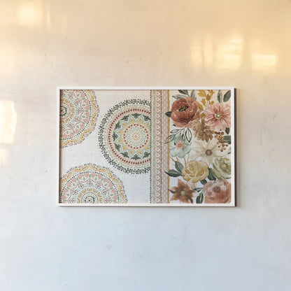 Floral Chic I by Dina June. shown as a paper print in a white frame. Available as a archival giclee rolled canvas, fine art paper, or poster print. SKU 83803i.