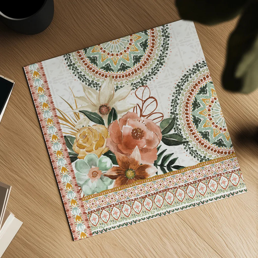 Floral Chic II by Dina June. Shown as a detailed flat fine art print, highlighting archival giclee quality. Available as an archival giclee rolled canvas, fine art paper, or poster print. SKU 83804a.