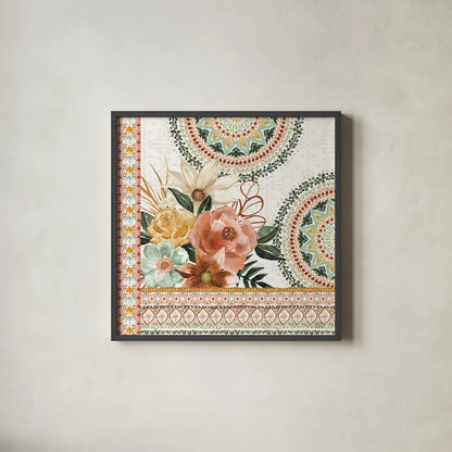 Floral Chic II by Dina June. Shown in a sleek black glass frame for a contemporary gallery look. Available as an archival giclee rolled canvas, fine art paper, or poster print. SKU 83804a.