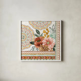 Floral Chic III by Dina June. Shown in a crisp white glass frame for a clean and minimalist style. Available as an archival giclee rolled canvas, fine art paper, or poster print. SKU 83805a.