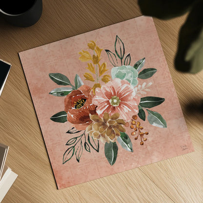 Floral Chic IV by Dina June. Shown as a detailed flat fine art print, highlighting archival giclee quality. Available as an archival giclee rolled canvas, fine art paper, or poster print. SKU 83806a.