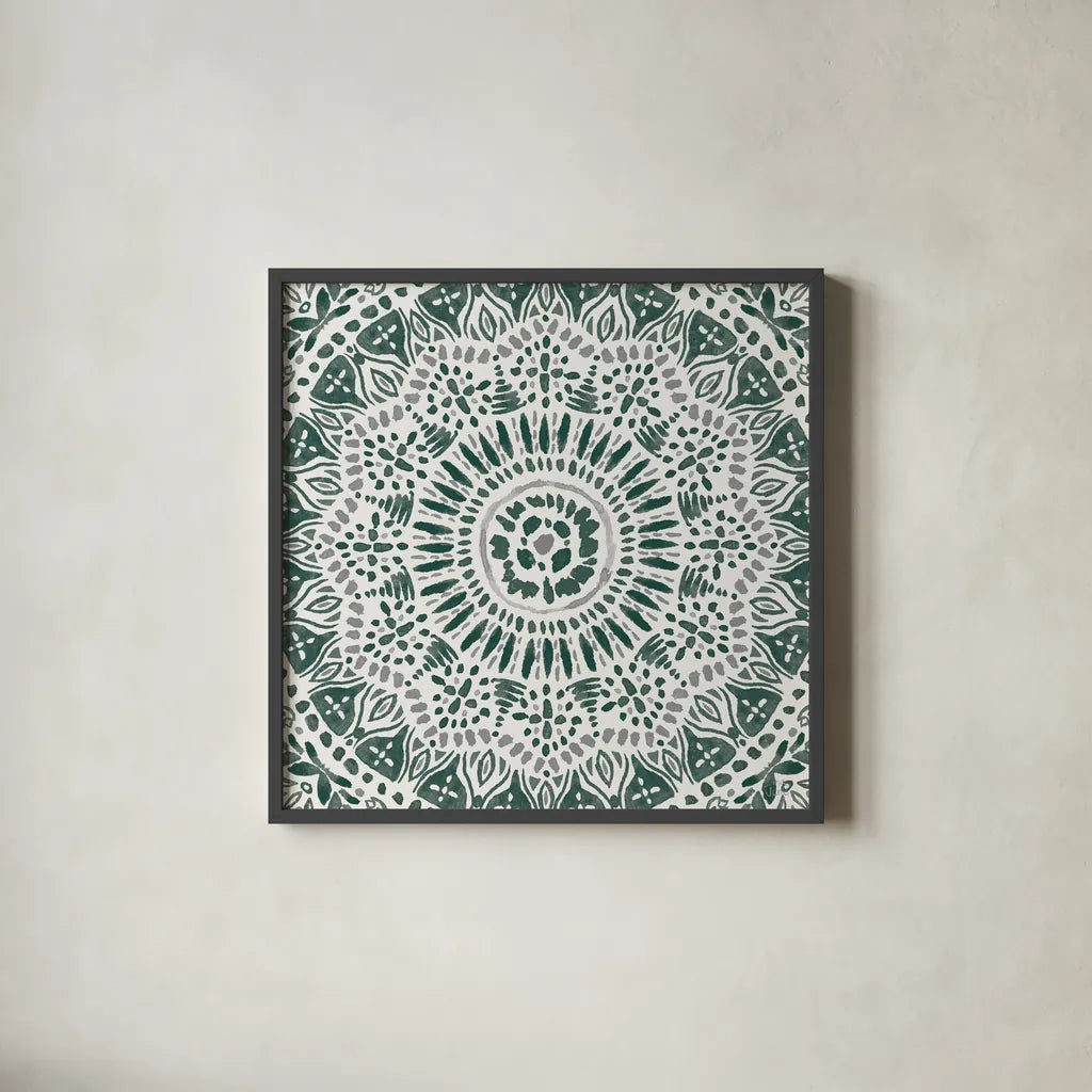 Floral Chic IX Green by Dina June. Shown in a sleek black glass frame for a contemporary gallery look. Available as an archival giclee rolled canvas, fine art paper, or poster print. SKU 84973a.