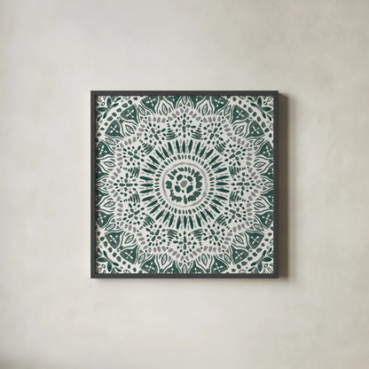 Floral Chic IX Green by Dina June. Shown in a sleek black glass frame for a contemporary gallery look. Available as an archival giclee rolled canvas, fine art paper, or poster print. SKU 84973a.