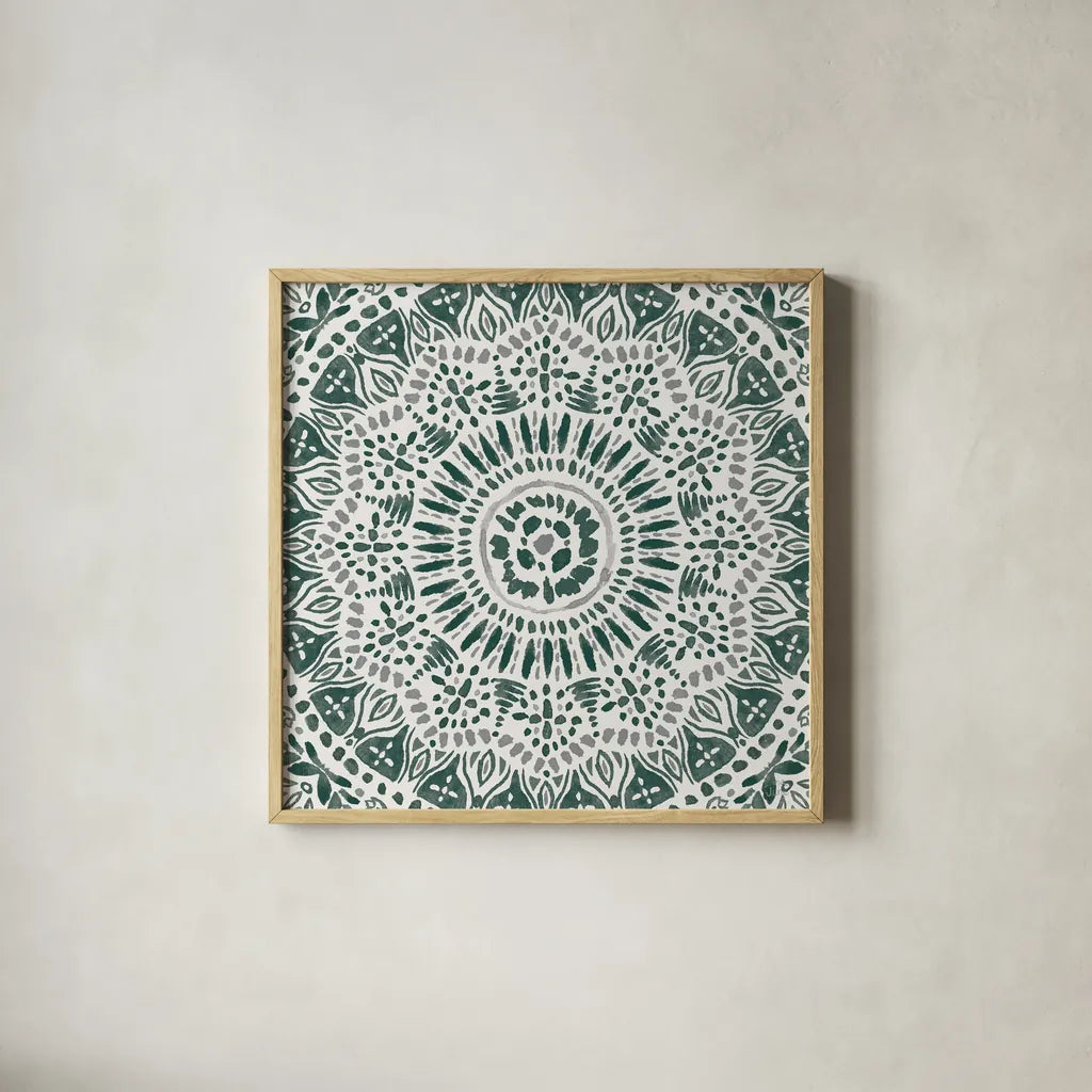 Floral Chic IX Green by Dina June. Shown in a natural wood glass frame for a timeless modern aesthetic. Available as an archival giclee rolled canvas, fine art paper, or poster print. SKU 84973a.