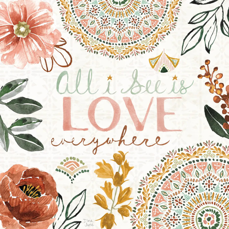 Floral Chic VI Love by Dina June. SKU 87370a. Archival Giclee Fine art print for wall decor.