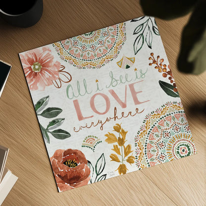 Floral Chic VI Love by Dina June. Shown as a detailed flat fine art print, highlighting archival giclee quality. Available as an archival giclee rolled canvas, fine art paper, or poster print. SKU 87370a.