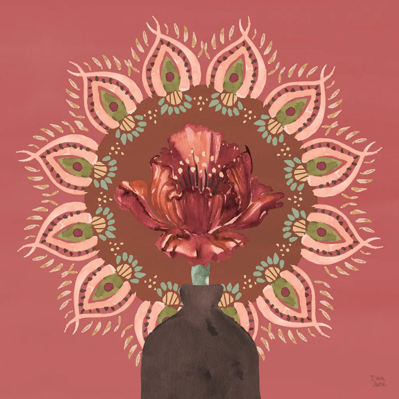 Floral Mandala II by Dina June. SKU 87815a. Archival Giclee Fine art print for wall decor.