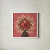 Floral Mandala II by Dina June. Shown in a crisp white glass frame for a clean and minimalist style. Available as an archival giclee rolled canvas, fine art paper, or poster print. SKU 87815a.