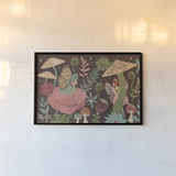 Floralscape Fairies I Dark by Dina June. shown as a paper print in a black flame. Available as a archival giclee rolled canvas, fine art paper, or poster print. SKU 88925i.