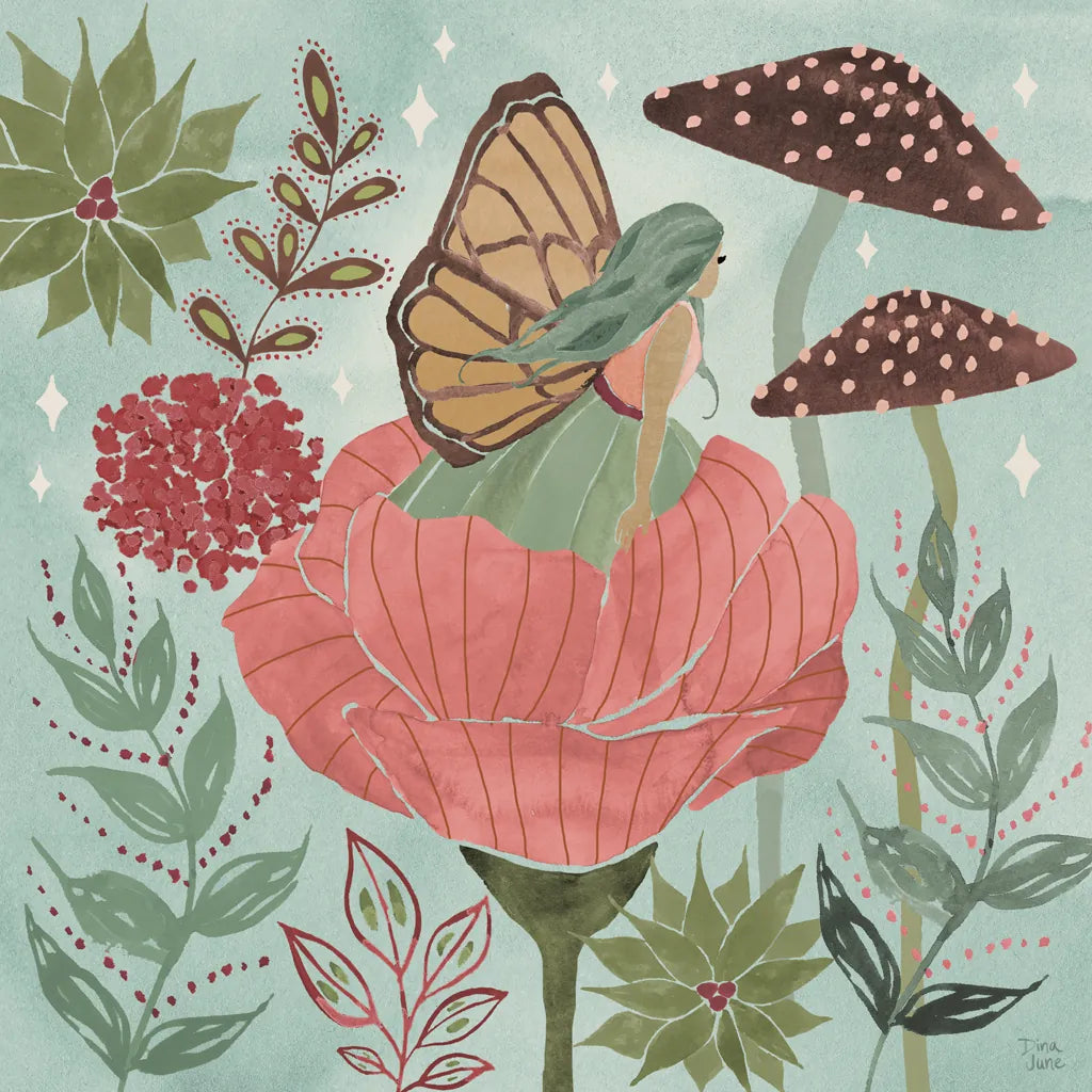 Floralscape Fairies II by Dina June. SKU 88920a. Archival Giclee Fine art print for wall decor.