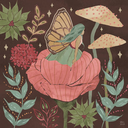 Floralscape Fairies II Dark by Dina June. SKU 88926a. Archival Giclee Fine art print for wall decor.