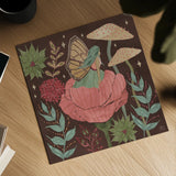 Floralscape Fairies II Dark by Dina June. Shown as a detailed flat fine art print, highlighting archival giclee quality. Available as an archival giclee rolled canvas, fine art paper, or poster print. SKU 88926a.