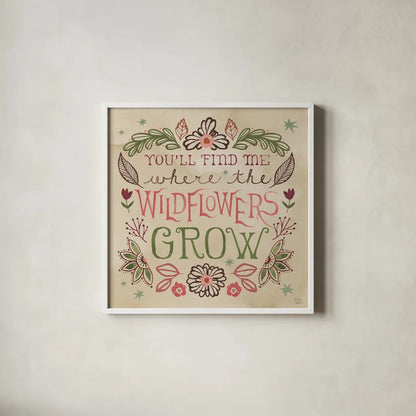 Floralscape Fairies V by Dina June. Shown in a crisp white glass frame for a clean and minimalist style. Available as an archival giclee rolled canvas, fine art paper, or poster print. SKU 88923a.