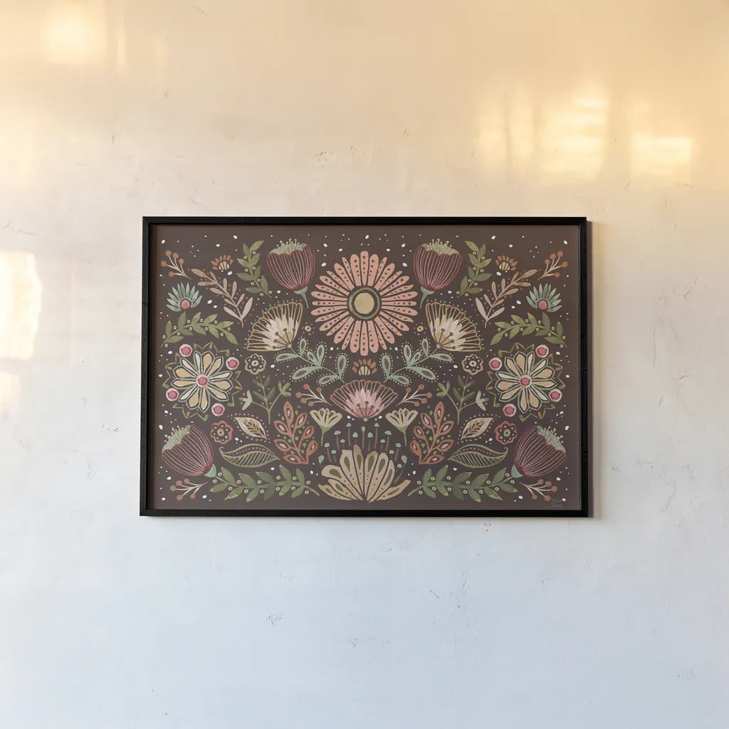 Floralscape I by Dina June. shown as a paper print in a black flame. Available as a archival giclee rolled canvas, fine art paper, or poster print. SKU 85966i.