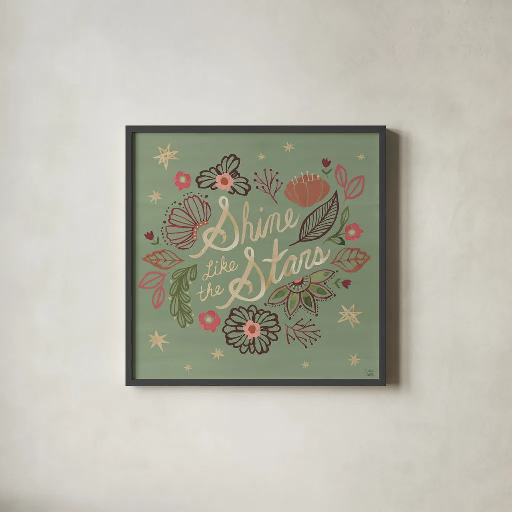 Floralscape VI by Dina June. Shown in a sleek black glass frame for a contemporary gallery look. Available as an archival giclee rolled canvas, fine art paper, or poster print. SKU 85971a.