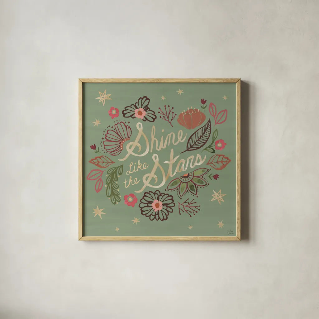 Floralscape VI by Dina June. Shown in a natural wood glass frame for a timeless modern aesthetic. Available as an archival giclee rolled canvas, fine art paper, or poster print. SKU 85971a.