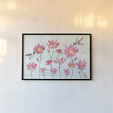 Flowers and Feathers I by Dina June. shown as a paper print in a black flame. Available as a archival giclee rolled canvas, fine art paper, or poster print. SKU 62261i.