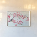 Flowers and Feathers II by Dina June. shown as a paper print in a white frame. Available as a archival giclee rolled canvas, fine art paper, or poster print. SKU 62262i.