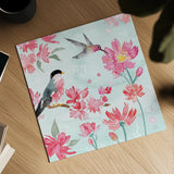 Flowers and Feathers III by Dina June. Shown as a detailed flat fine art print, highlighting archival giclee quality. Available as an archival giclee rolled canvas, fine art paper, or poster print. SKU 62263a.