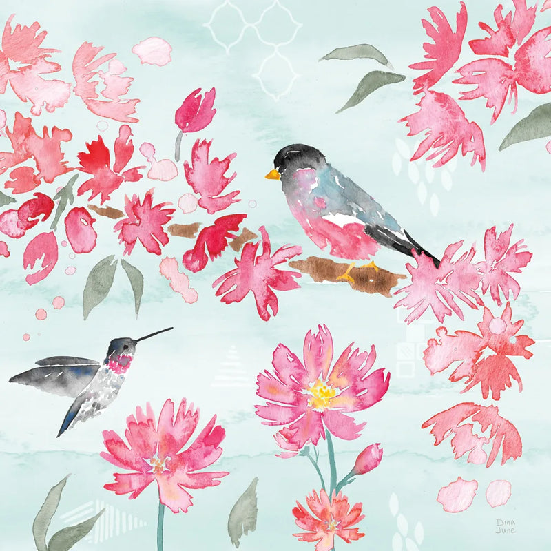 Flowers and Feathers IV by Dina June. SKU 62264a. Archival Giclee Fine art print for wall decor.